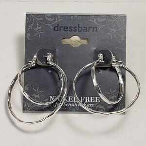 2/$30 Silver tone Double Hoops design Earrings - 1.25-in - Women's Jewelry